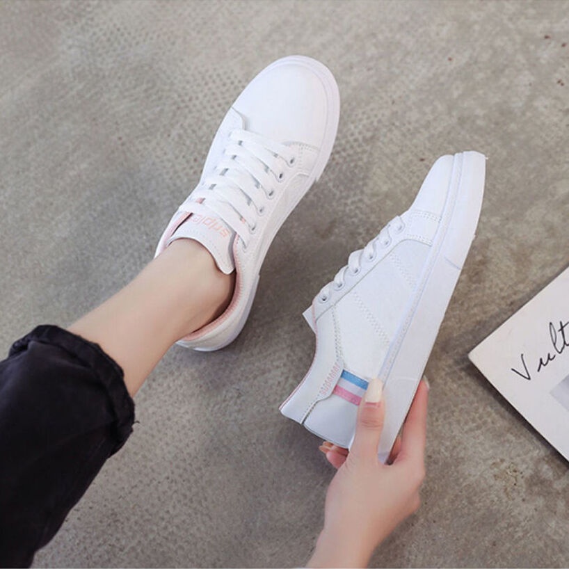 Giày Da Nữ, Giày Sneaker Da Nữ G54 Màu Trắng Đẹp Phong Cách Thời Trang Học Sinh Sinh VIên Đi Học Đi Chơi