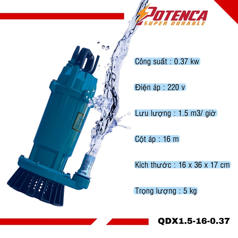 Máy bơm chìm 0.37kw Potenca ( WQD1.5-16-0.37 )