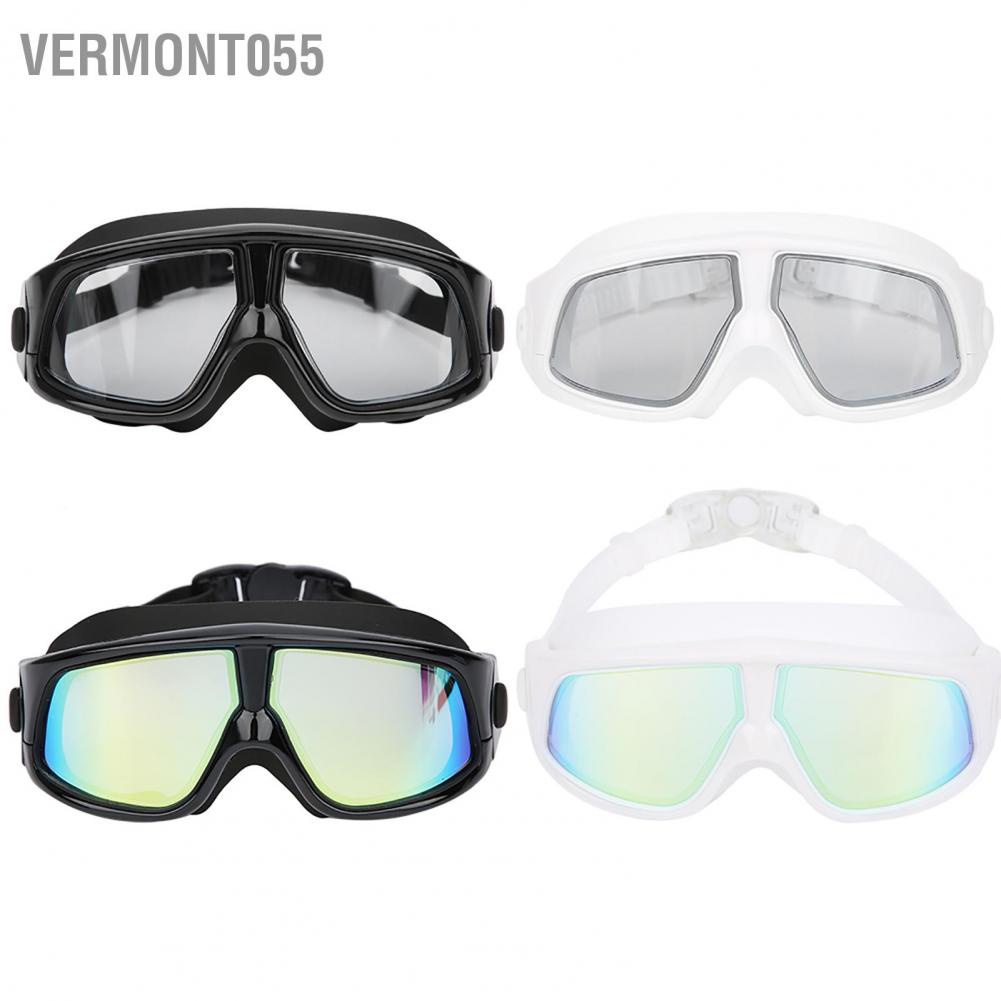 Hàng Hot Kính bơi khung lớn mạ điện Chống sương mù Silicone Bơi cận thị độ nét cao Hàng giao ngayVermont055