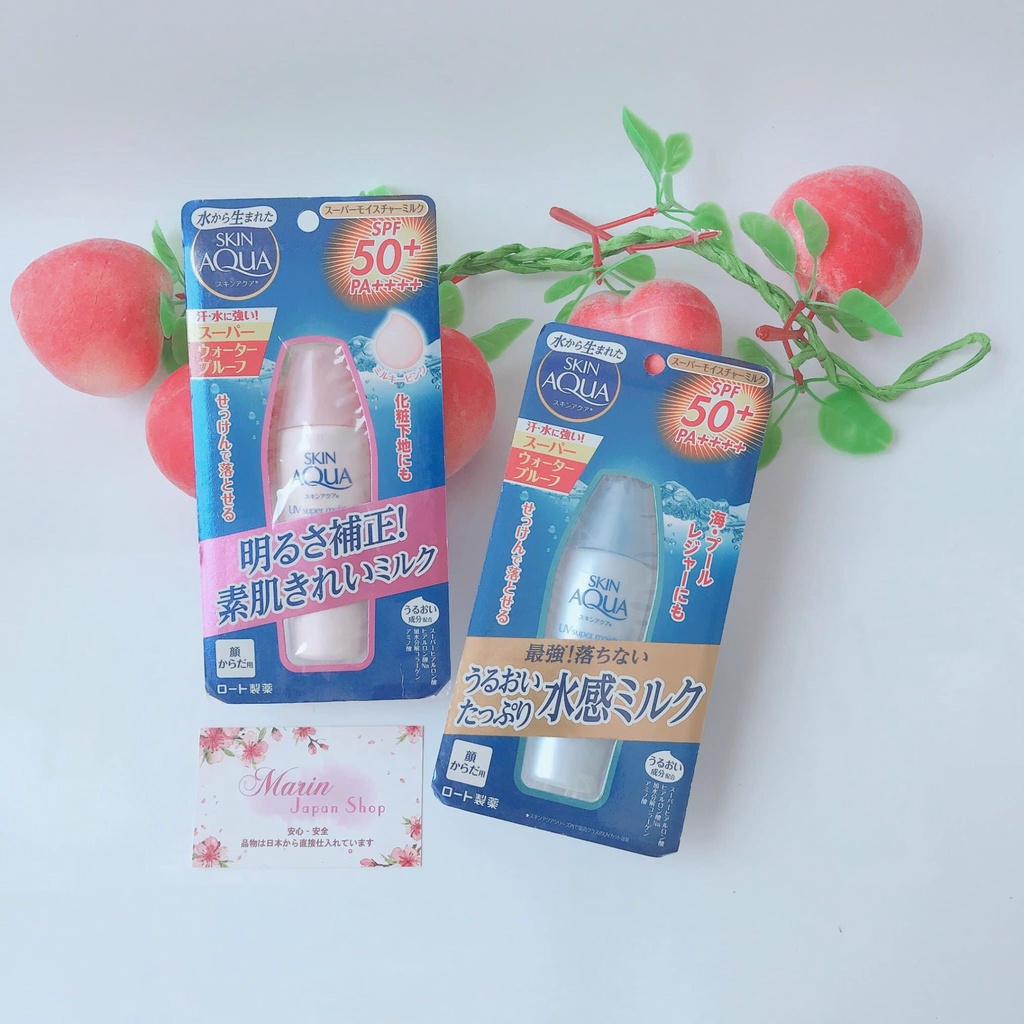 (Sale) Kem chống nắng Skin Aqua Milk nâng tone hồng Nhật Bản