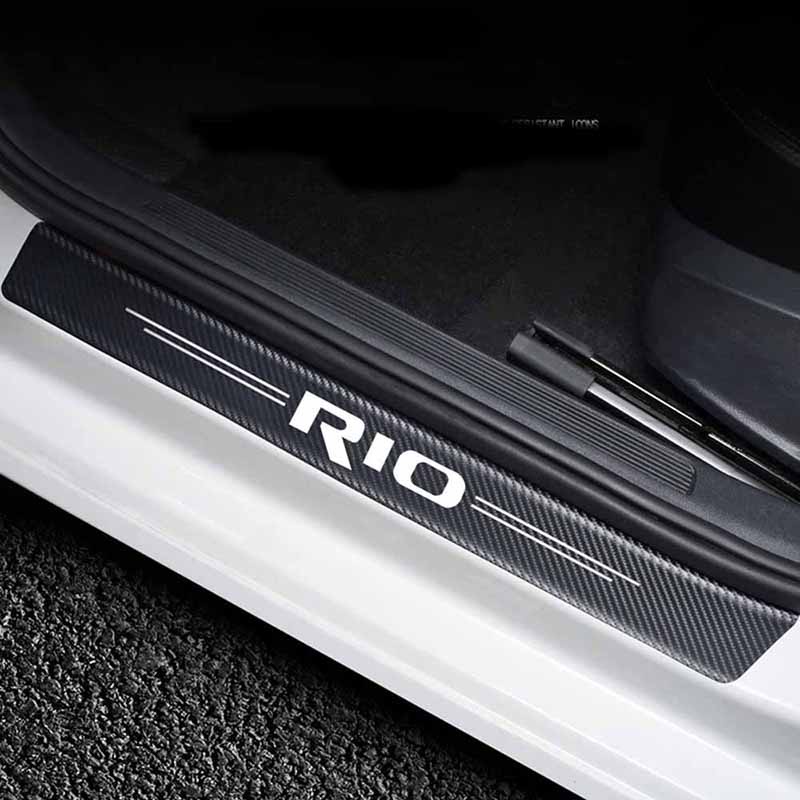 Set 4 Miếng Dán Bảo Vệ Cửa Xe Hơi KIA Rio 2 3 4 X Bằng Sợi Carbon