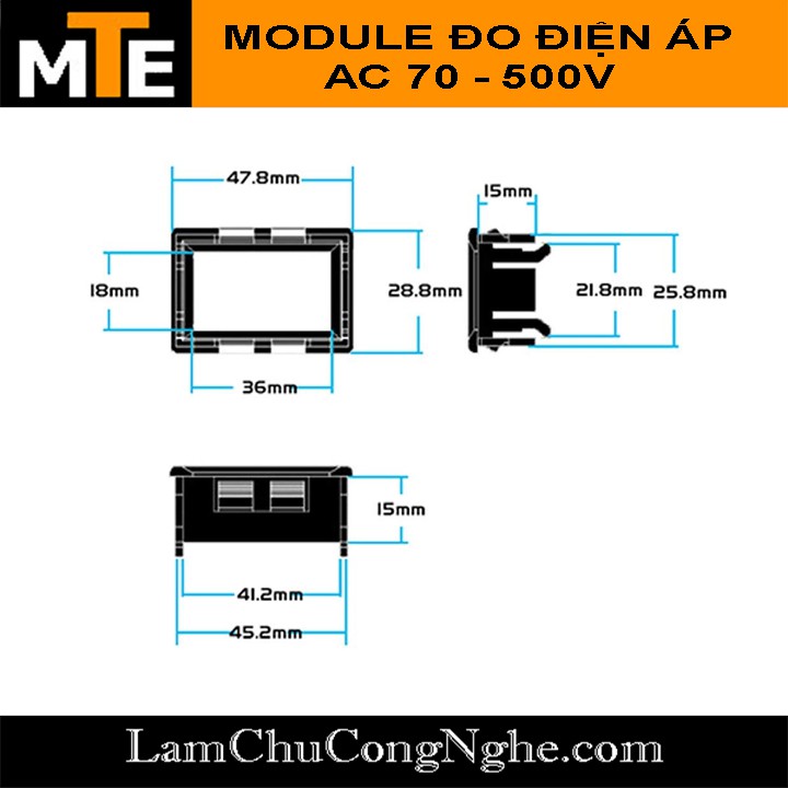 Module đồng hồ led đo ĐIỆN ÁP AC 70 - 500V vôn kế đo điện áp xoay chiều 1 phase