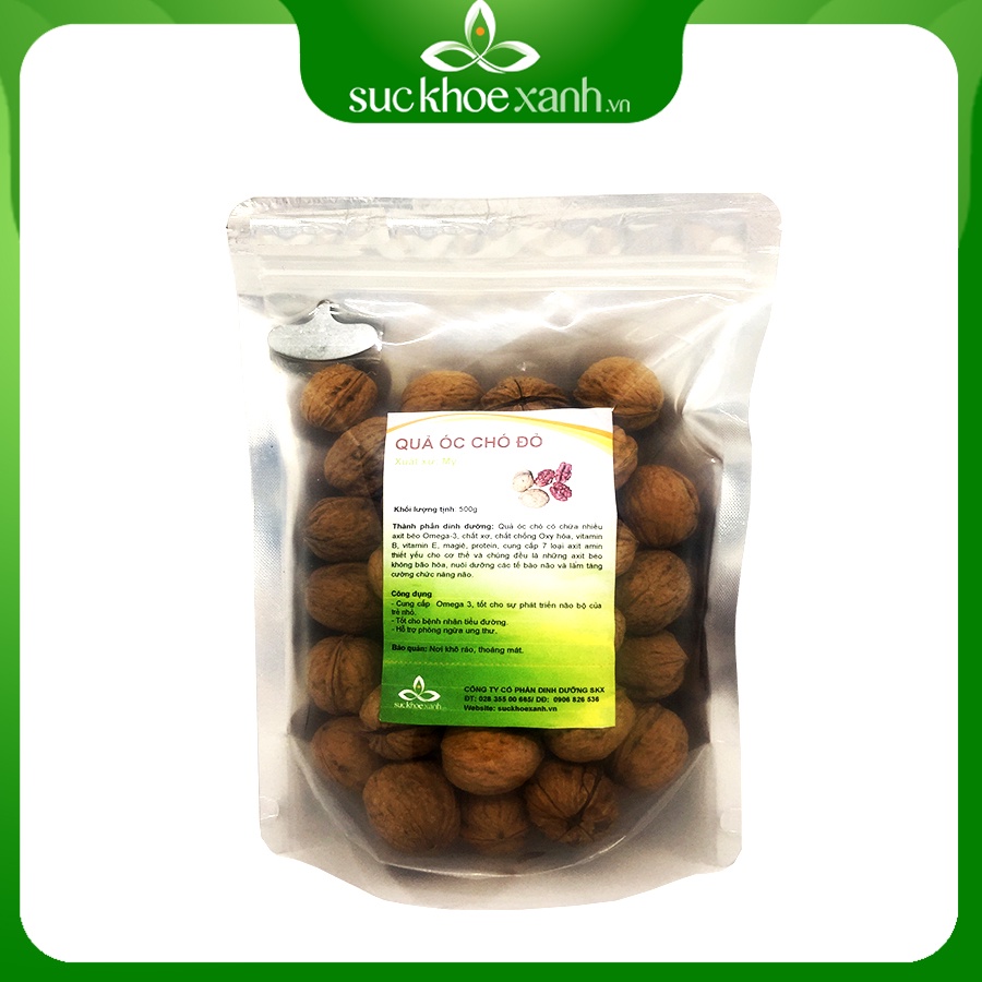 Quả óc chó đỏ SKX, nhập khẩu từ Mỹ (bịch 500g)