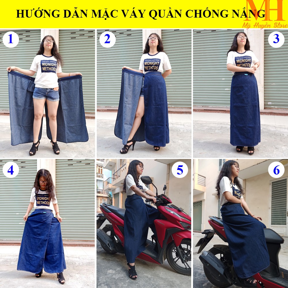 [ Ảnh Tự Chụp ] Váy Chống Nắng Dạng Quần Cao Cấp Vải Jean Dày, Mềm & Cực Mịn Thêu Họa Tiết Hoa Hồng Mỹ Huyền Store