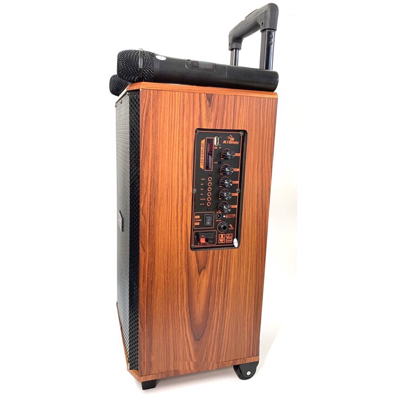 Loa Kéo Karaoke Di Động,Bass 20,Vỏ Gỗ.Tặng 2 Mic Không Dây