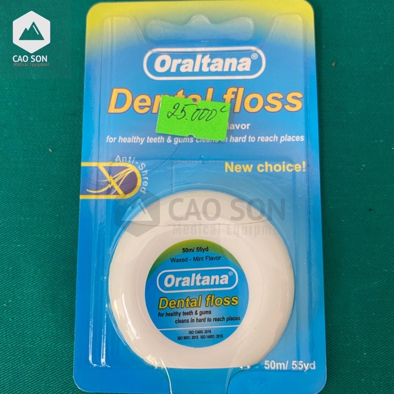 Chỉ nha khoa Oraltana Dental Floss 50m / Cuộn-Chỉ nha khoa vệ sinh răng miệng hương bạc hà