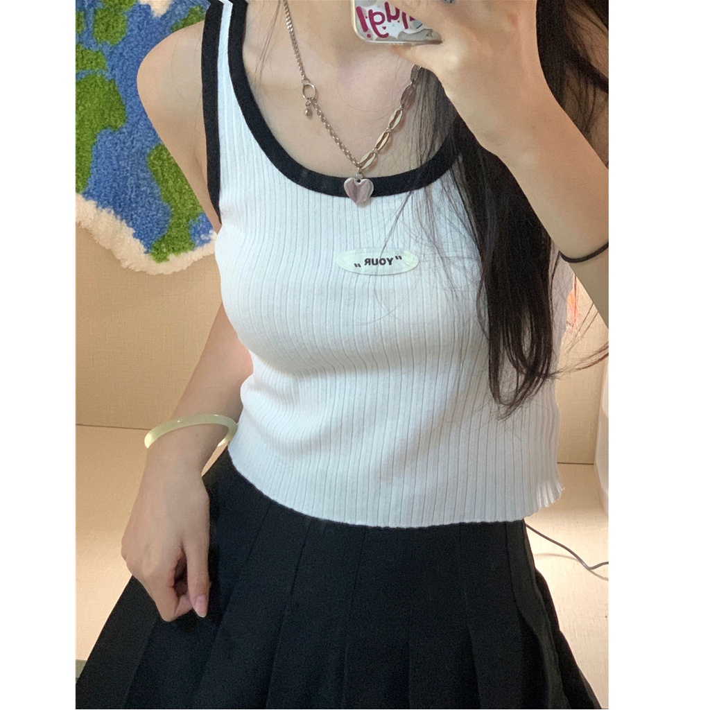 【ZHELIHANGFEI】Áo Hai Dây Dáng Ngắn Chữ I Màu Sắc Phù Hợp Cho Nữ