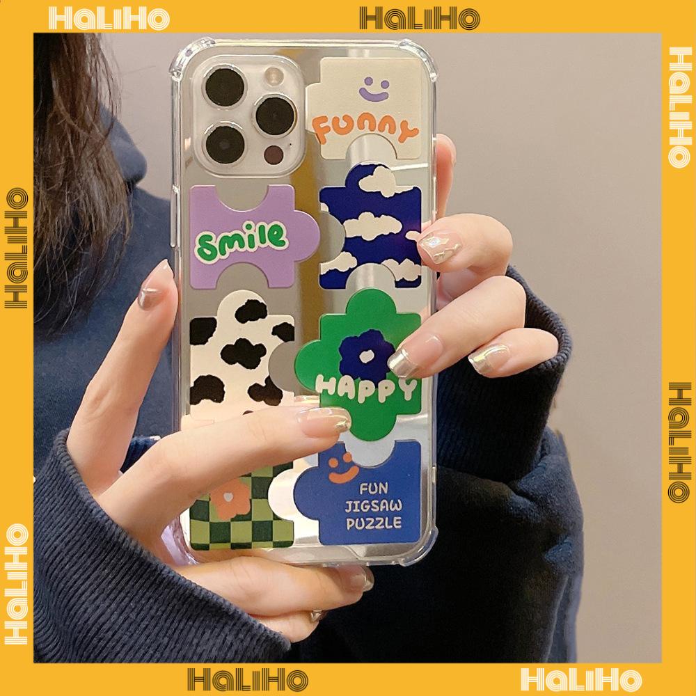 iPhone Case Acrylic HD Mirror Laser Airbag Shockproof Protection Camera Cute Puzzle Compatible For iPhone 11 iPhone 13 Pro Max iPhone 12 Pro Max iPhone 7 Plus iPhone xr xs max