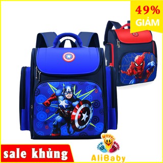 Balo chống gù cho bé trai in hình người nhện batman, cặp sách bé trai đi học cấp 1 2 E105