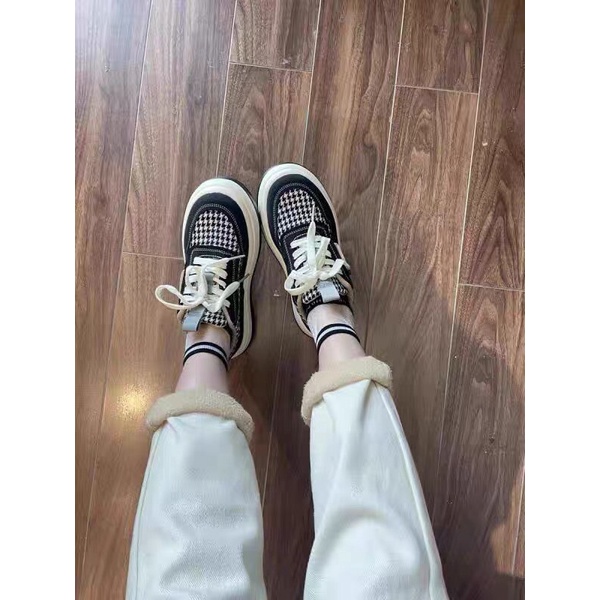 Giày ulzzang đế  bánh mì họa tiết caro order Taobao