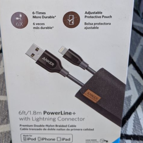 Cáp sạc Anker Powerline+ USB-A bọc dù 0.9m 1.8m MFi-A8121 A8122 for táo IPtablet táo tai nghe ko dây táo