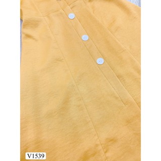 Đầm Váy lụa vàng cổ vuông V1539