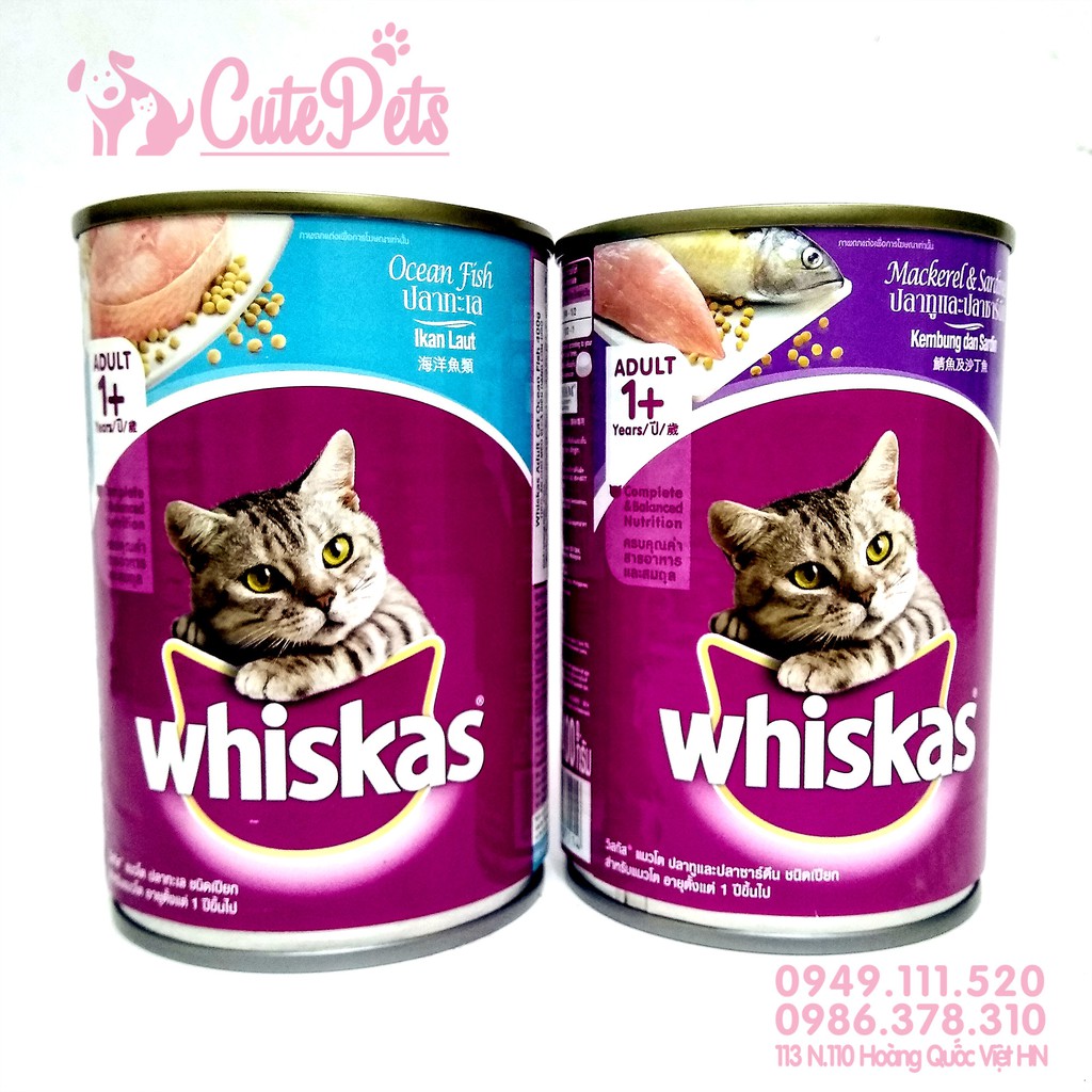 (PET THÁI NGUYÊN) Thức ăn cho mèo Pate Whiskas Adult Lon 400g - CutePets Phụ kiện chó mèo Pet shop Hà Nội