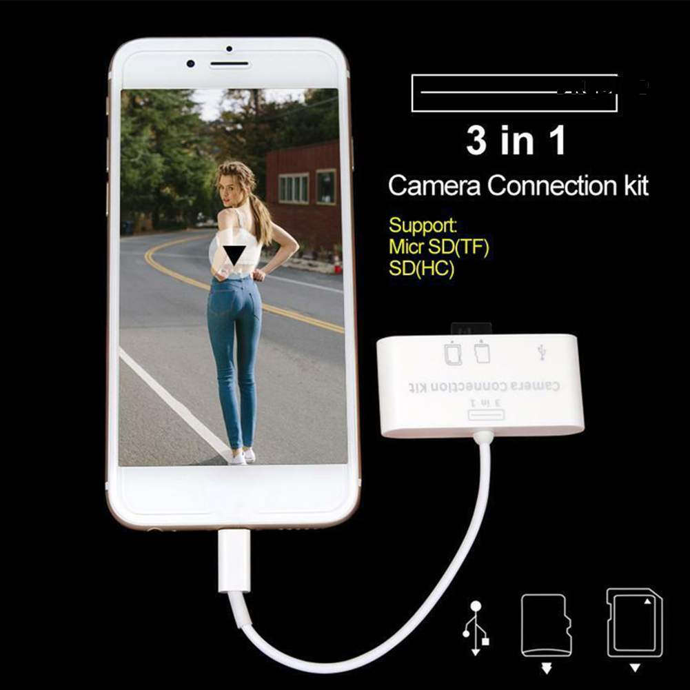 [SK]3 in 1 Card Reader Digital Camera Connection Kit OTG Adapter for iPad iPhone