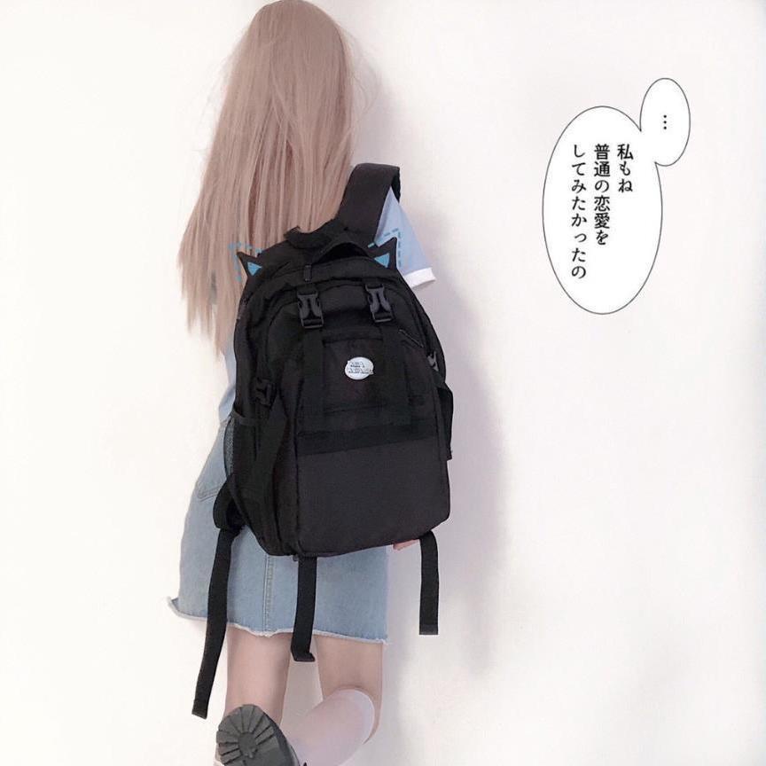 Ba Lô Học Sinh Hình Mèo Đen Dễ Thương Kích Thước Lớn Chống Thấm Nước Phong Cách Nhật Bản Cho Nữ Sinh