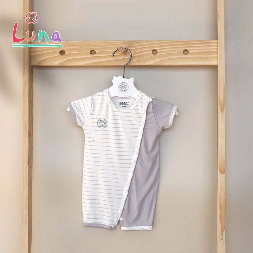 HRNEE CHÍNH HÃNG Bộ Body Suit Cộc Tay Cài Chéo Petit Cho Bé Sơ Sinh 0-9 tháng