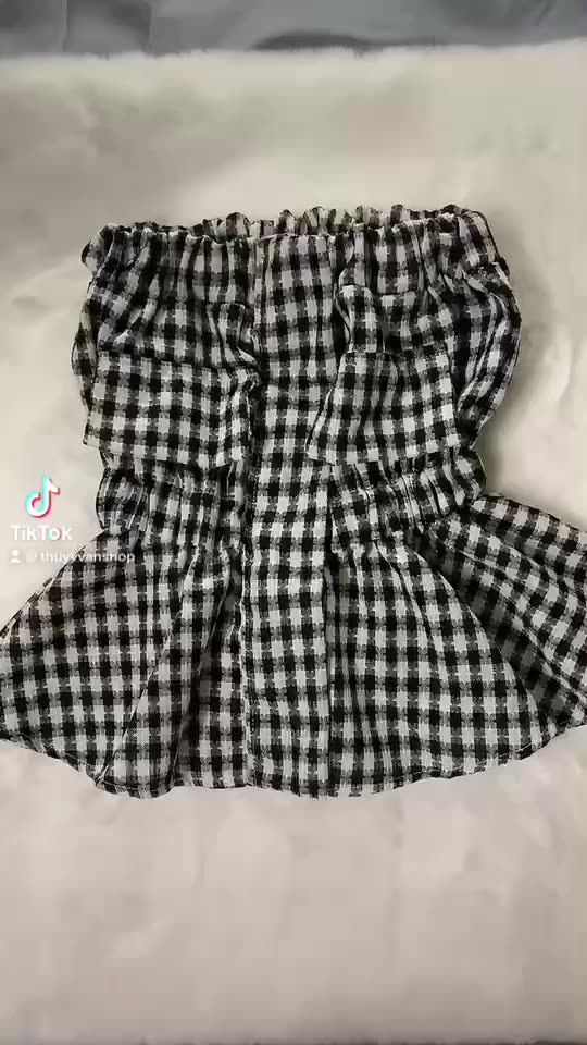 Áo cúp ngực hở vai hoạ tiết caro mẫu mới 2023(ản thật ở cuối) | BigBuy360 - bigbuy360.vn