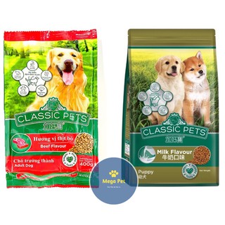 Thức Ăn Cho Chó CLASSIC Adult Vị Thịt Bò chó Lớn, Vị sữa chó con loại Hạt Khô 400g