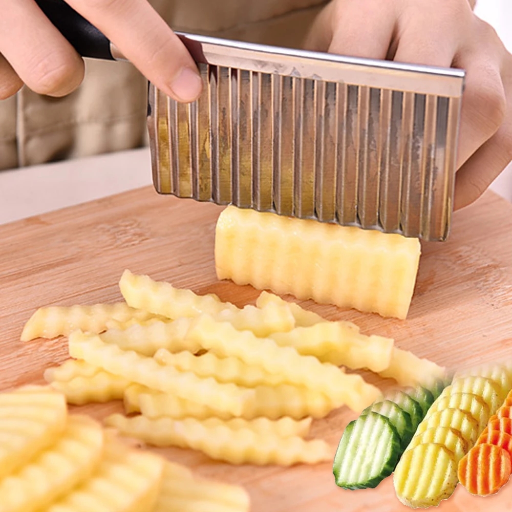 Dụng cụ cắt khoai tây gợn sóng đa năng bằng thép không gỉ chất lượng cao