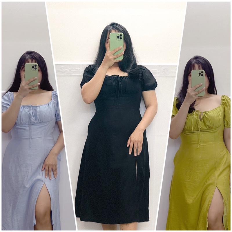 Bigisze Đầm midi nhíu ngực xẻ đùi Lily dress