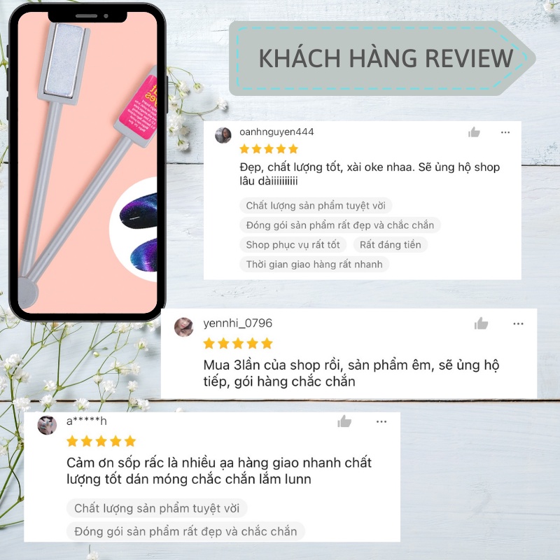 Nam châm 2 đầu hơ sơn gel tạo hình mắt mèo 3D mắt mèo kim cương phụ kiện nail giá rẻ VUA SƠN AS