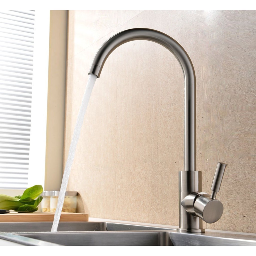 Vòi rửa bát nóng lạnh Inox 304 cao cấp tặng kèm 2 dây nóng lạnh