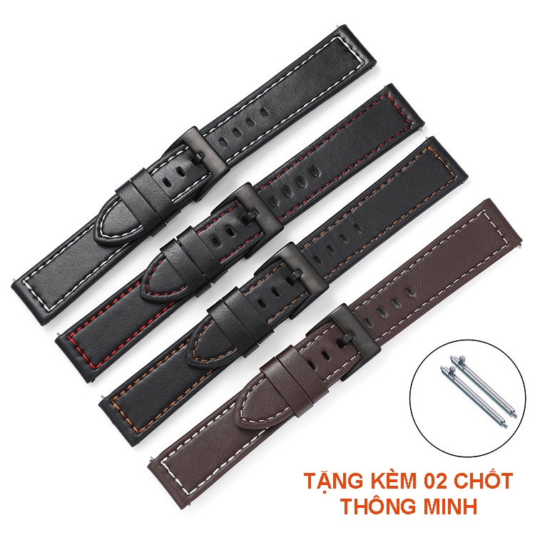 Dây đồng hồ da cho Huawei GT/GT2/GT3/Pro và các loại đồng hồ thông minh chống thấm nước BO-26  size 20 22mm