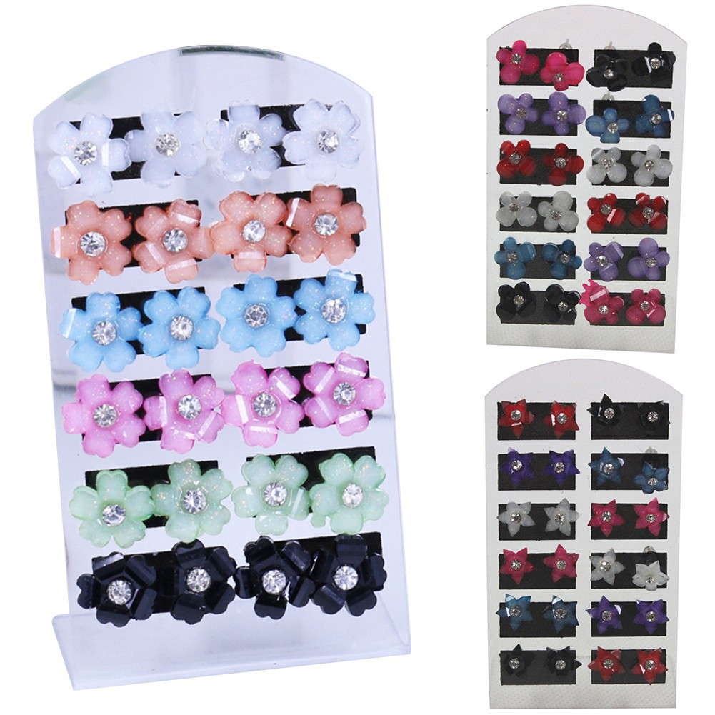 Set 12 hoa tai mặt hình hoa năm cánh