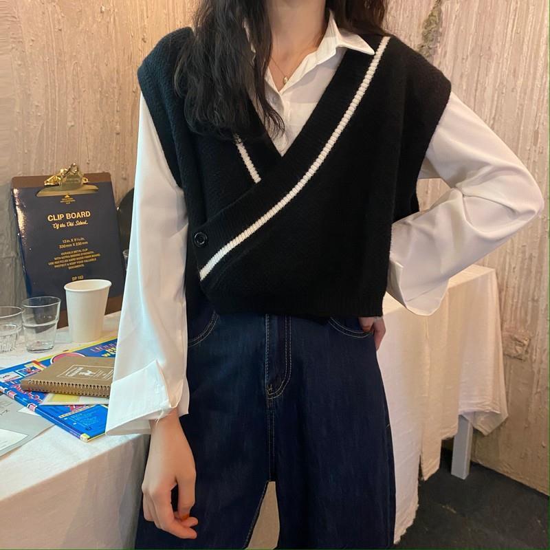 Áo cardigan dệt kim cổ chữ V dáng rộng thời trang Hàn Quốc dành cho nữ | BigBuy360 - bigbuy360.vn