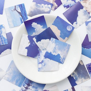 Giảm giá Hộp 46 chiếc sticker phong cảnh bầu trời màu xanh dương aesthetic  hình vuông trang trí - BeeCost