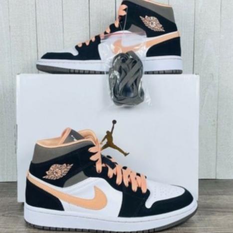 Giày Jordan cam đào cổ cao, Giày JD1 high Mid Peach Mo_cha nam nữ màu mới hot trend 2022 full box tặng kèm dây