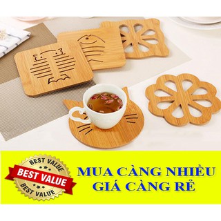 Combo 3 miếng lót nồi, ly bằng gỗ