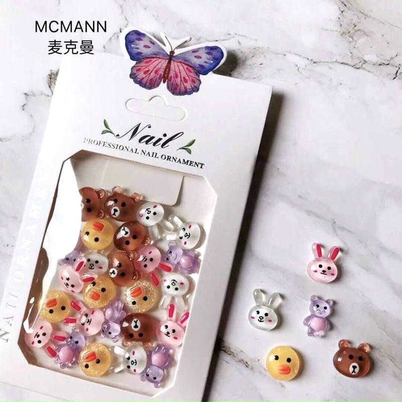 Set charm mix gấu, phụ kiện nail đính móng, trang trí móng tay cao cấp