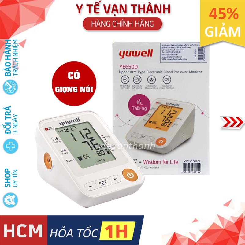 ✅ [CHÍNH XÁC - BH 5 NĂM 1 ĐỔI 1] Máy Đo Huyết Áp Bắp Tay Yuwell YE 650D (YE650D) - CÓ TIẾNG NÓI -VT0008