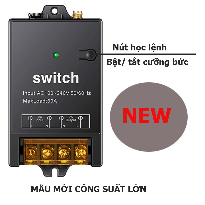 [ 2(hai) ĐIỀU KHIỂN MẪU MỚI 2021 ] Công tắc điều khiển từ xa 100m/30A/220V bật tắt từ xa máy bơm nước máy rửa xe