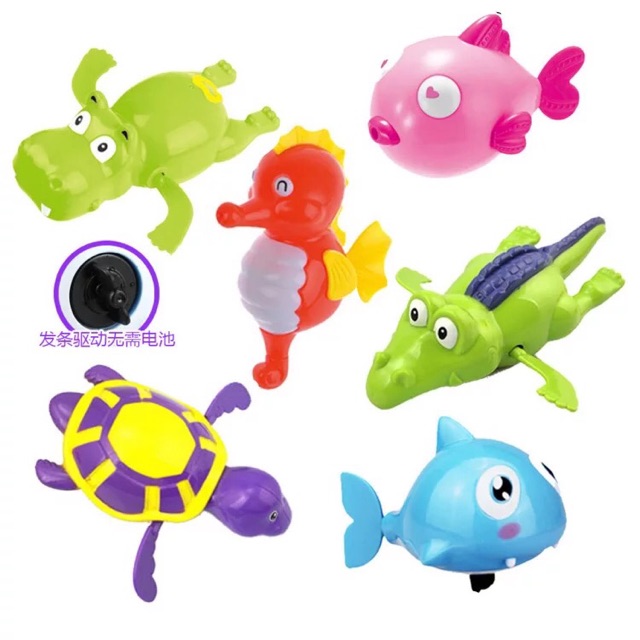 Set 05 đồ chơi động vật bơi dưới nước chạy bằng dây cót