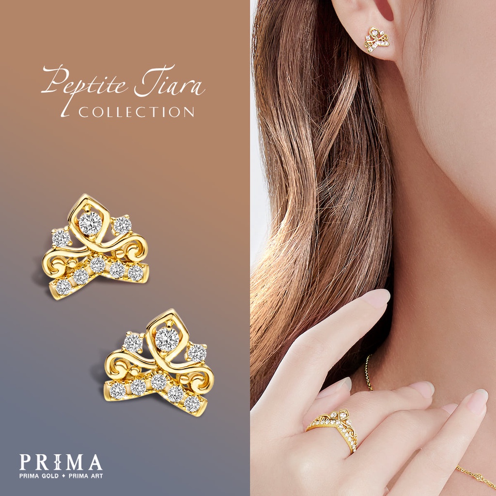 PRIMA Bông tai Kim Cương - Vàng 18K - BST Petite Tiara - Vương Miện Tiara - 105E1323