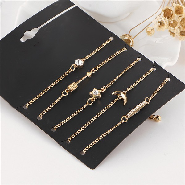 Bộ 5 vòng đeo tay thời trang bằng hợp kim mạ vàng đầy cá tính