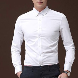 [BÁN LỖ] Sơ mi nam cao cấp trắng trơn  Dài Tay Phong Cách KÈM SÓI KIA