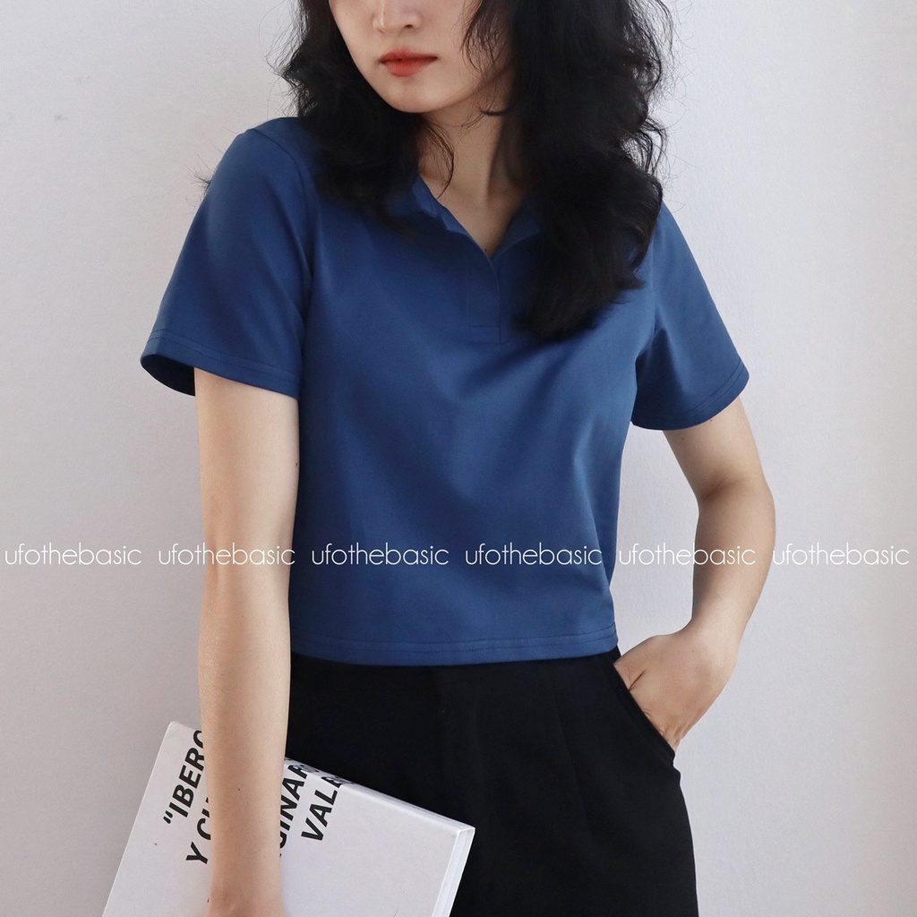 Áo croptop có cổ - Polo Croppie - freesize vải Premium Cotton cao cấp co dãn mềm mại - ufo.thebasic