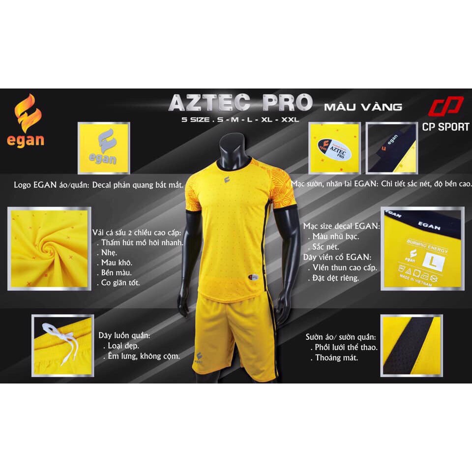 BỘ QUẦN ÁO ĐÁ BÓNG KHÔNG LOGO AZTECPRO EGAN HÀNG CAO CẤP 2019