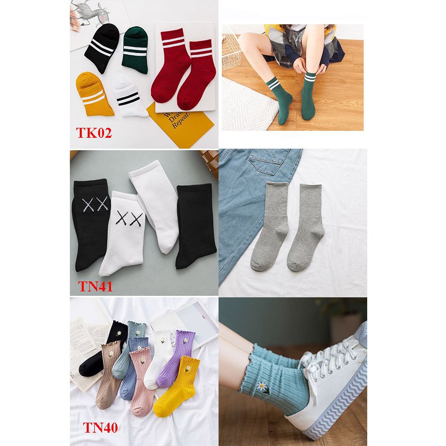 Tất nữ nhún cổ cao Mivino vớ nữ thiết kế phong cách vintage Hàn Quốc