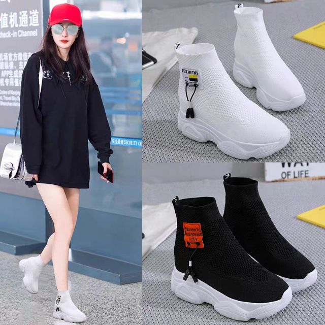 Giày thể thao thun độn gót cho nữ
