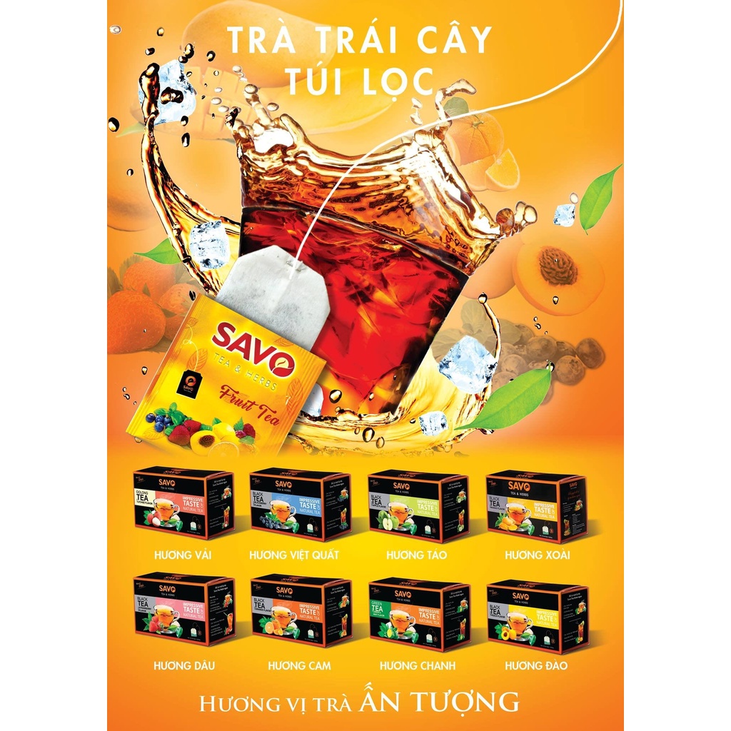 Trà túi lọc SAVO hương trái cây hộp 25 tép