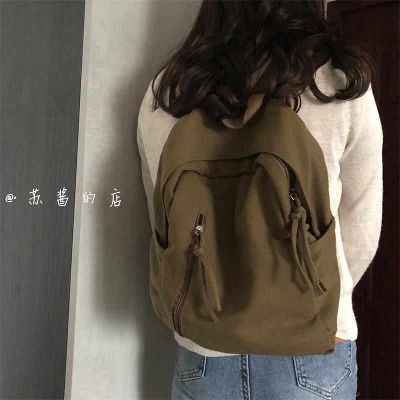 Ba Lô Canvas Thiết Kế Đơn Giản Phong Cách Retro Anh Quốc Cho Học Sinh