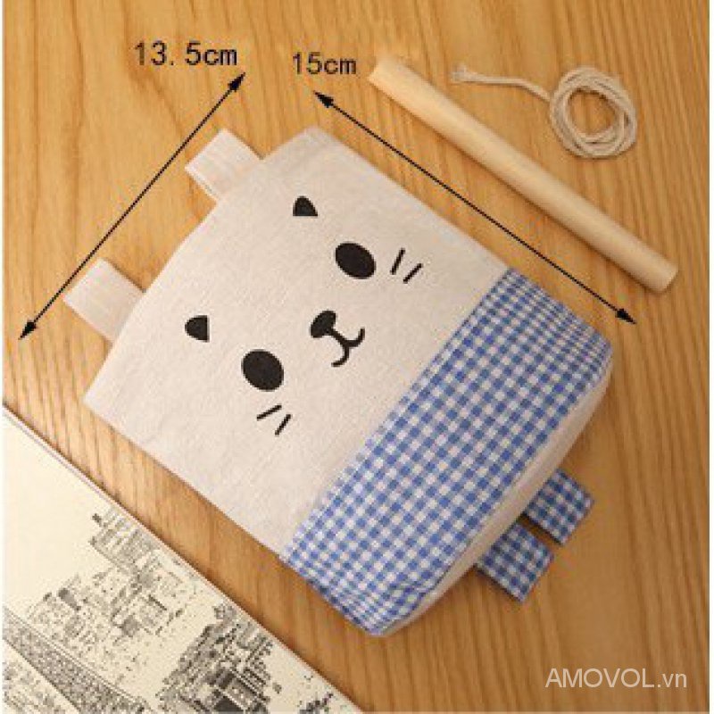 Túi Vải Canvas Cotton Nguyên Chất Treo Tường Đựng Tạp Chí / Sách Điện Thoại 0p66