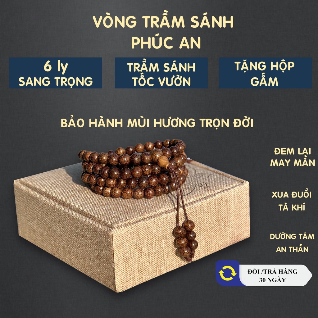 Vòng trầm hương 108 hạt cho nữ Phúc an , vòng trầm tốc vườn phong thủy xua đuổi tà khí đem lại may mắn tài lộc