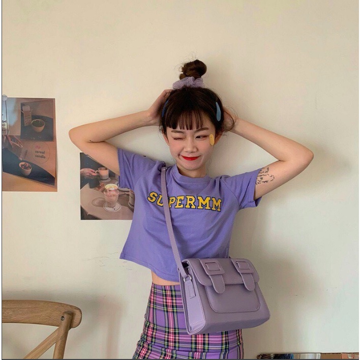Áo Croptop nữ form rộng Unisex SUPERMM croptop  Freesize 45-70kg, áo thun nam form rộng tay lỡ, áo phông nữ form rộng