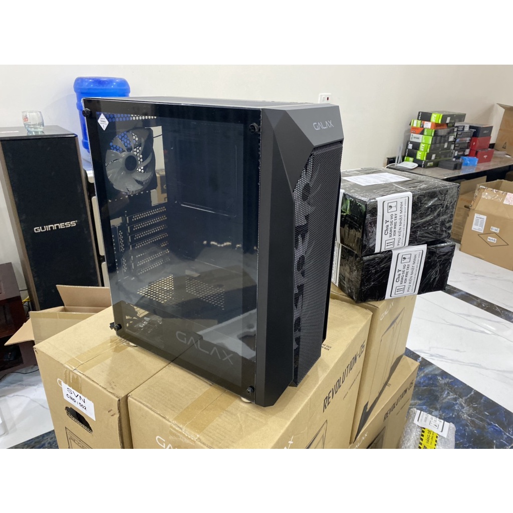 (Xả lỗ) vỏ PC máy tính Case Galax 05 black - white kèm 4 fan led (3 trước 1 sau) hàng xịn mịn đẹp chính hãng BH 12 tháng