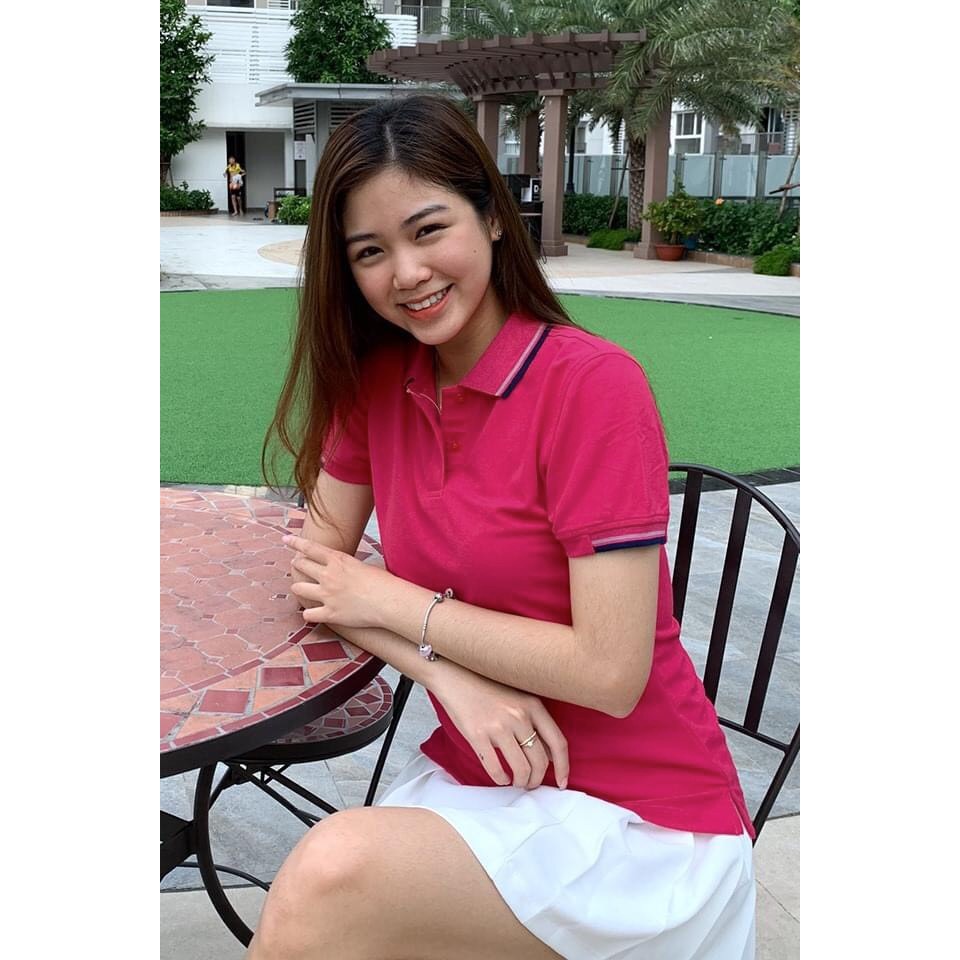 Áo Thun nam nữ cổ trụ Poligan Thái Lan màu Hồng sen PLG001M6, PLG002M6 | Shopee Việt Nam